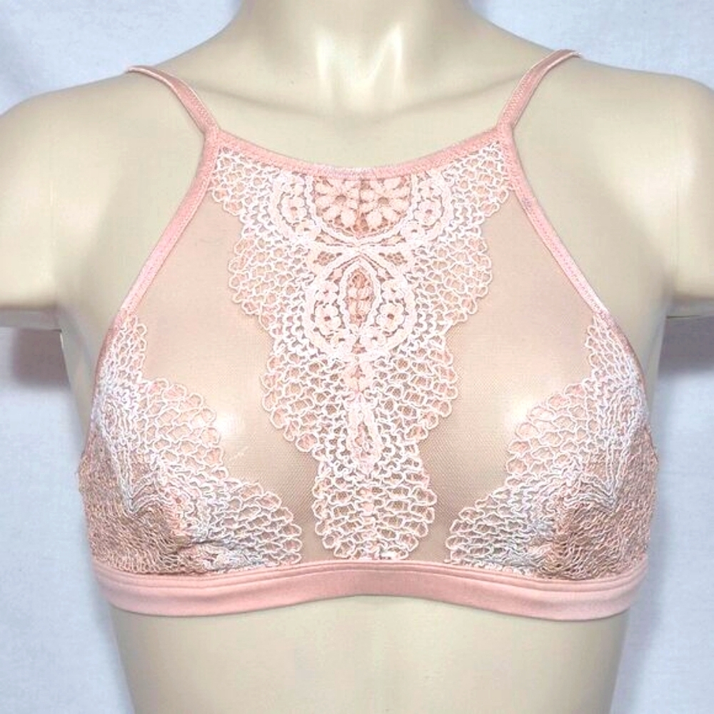 SMALL Body by Victoria Victoria's Secret Crochet Lace High Neck Wire Free Bra